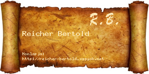 Reicher Bertold névjegykártya